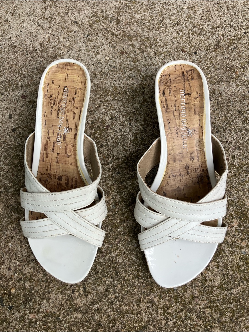 Montego Bay Club White Crisscross Slide Sandals